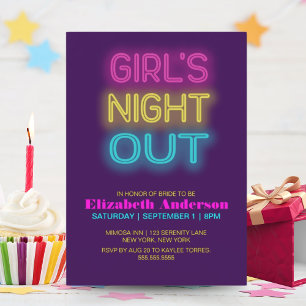 Bright Neon Glow Bachelorette Party Meisjesavond Kaart