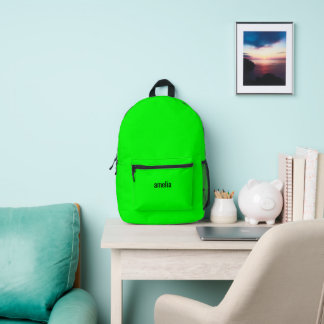 Bright Neon Green Custom Name Meisjes Bedrukte Rugzak