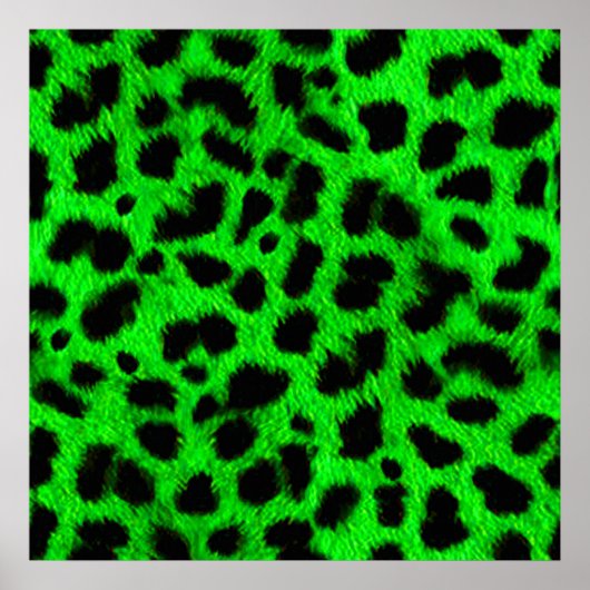 BRIGHT NEON GREEN LIME BLACK POSTER DE ANIMAL MOTI (Devant)