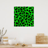 BRIGHT NEON GREEN LIME BLACK POSTER DE ANIMAL MOTI (Cuisine)