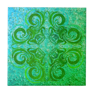Bright Neon Green Retro Tiles Tegeltje