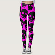 Bright Neon Hot Pink Gothic Grote Print Schedels