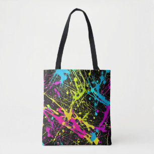Bright Neon Paint Splatter Draagtas
