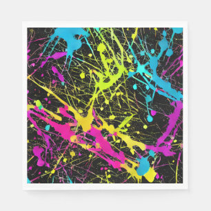 Bright Neon Paint Splatter Servet