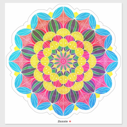 Bright Neon Psychedelic Mandala Sticker (Vel)