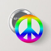 Bright Neon Rainbow CND Peace Symbol on White Ronde Button 5,7 Cm (Voorkant /achterkant)