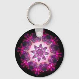 Bright Neon Starburst Kaleidoscoop in roze/Paars Sleutelhanger