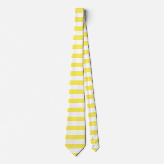 Bright Neon Yellow and White Stripe Cravate (Devant)