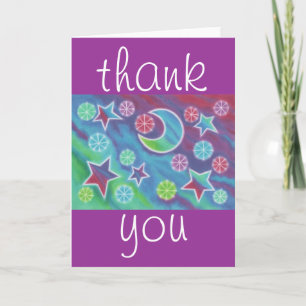 Bright Night 'dankjewel' paarse wenskaart Bedankkaart
