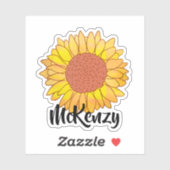 Bright Nom personnalisé Sticker tournesol (Feuille)