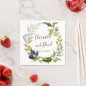 Bright Oak en blauwe bloemen bruiloft gepersonalis Servet (Insitu)