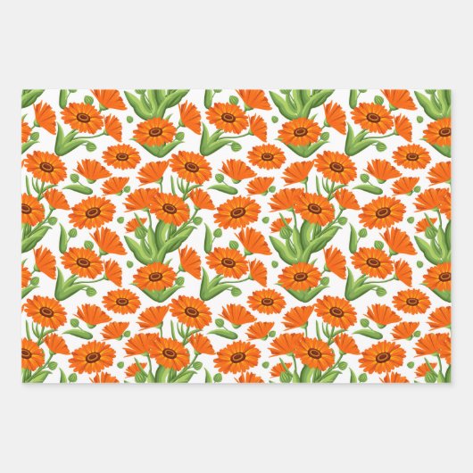 Bright Orange Daisies Envelopper le jeu de papier (Devant)