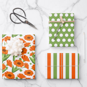 Bright Orange Daisies Envelopper le jeu de papier