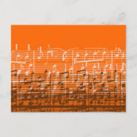 Bright orange désordre musique notes carte postale