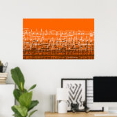 Bright orange désordre musique notes poster (Bureau à domicile)