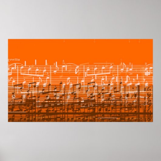 Bright orange désordre musique notes poster (Devant)