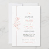 Bright Orange Floral Faire-part de mariage Avec Ph (Devant)