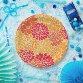 Bright Orange Flower Pattern Papieren Bordje (Feest)
