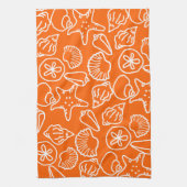 Bright Orange Seashell Art Motif Serviette de cuis (Vertical)