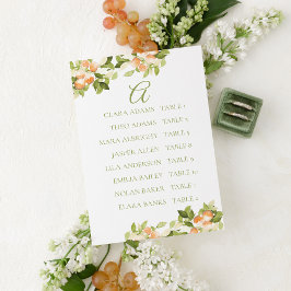 Bright Orange Wedding Seating Chart Card Kaart