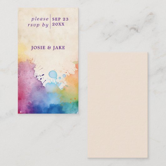 Bright paint splashes RSVP Enclosure Kaart (Voorkant / Achterkant)