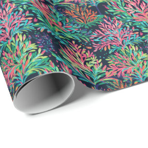 Bright Palm Beach Kerst Bloemen Waterverf Cadeaupapier