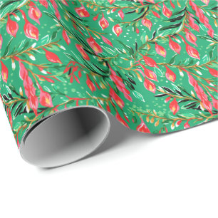 Bright Palm Beach Kerst groen Waterverf Cadeaupapier