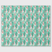 Bright Palm Beach Kerstmis Sneeuwman Cadeaupapier (Vlak)