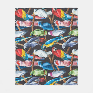 Bright papegaai: tropische waterverf behang. fleece deken