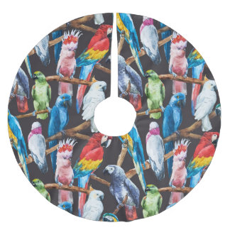 Bright papegaai: tropische waterverf behang. kerstboom rok