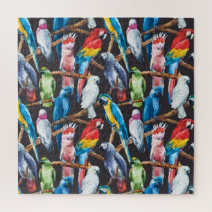 Bright papegaai: tropische waterverf behang. legpuzzel