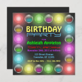 Bright Party Lumières Anniversaire Invitations (Devant / Derrière)
