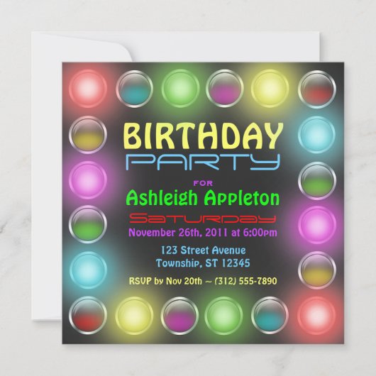 Bright Party Lumières Anniversaire Invitations (Devant)