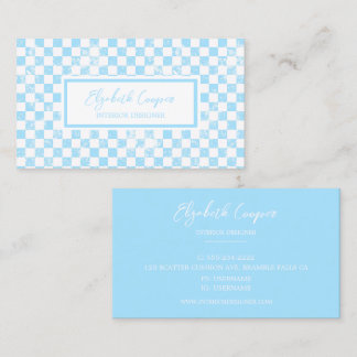 Bright Pastel Blue Checkerboard Visitekaartje
