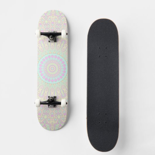 Bright Pastel Boho Hippie Quirky Abstract Mandala Skateboard (Voorkant)