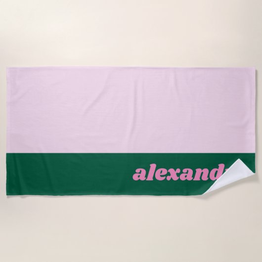 Bright Pastel Color Block Pink Green Personalized  Strandlaken (Voorkant)