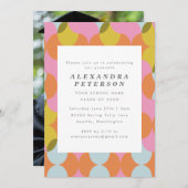 Bright Pastel Geometric Graduation Party Foto Kaart (Voorkant / Achterkant)