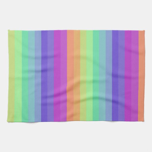 Bright Pastel Rainbow Stripe Serviettes de cuisine (Horizontal)