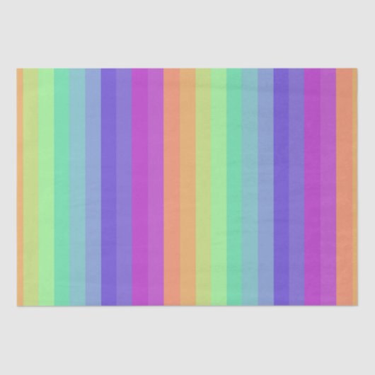 Bright Pastel Rainbow Stripe Tissue Paper Tissuepapier (Voorkant)