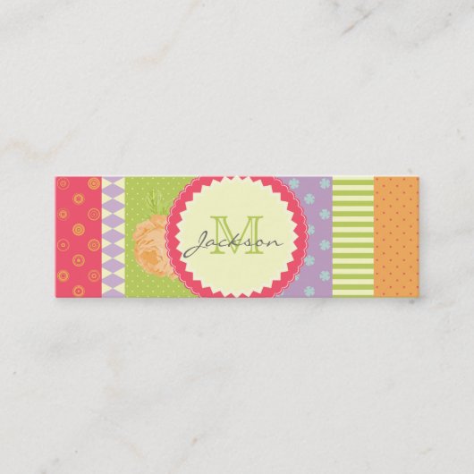 Bright patchwork-stijl multipatterated mini visitekaartje (Voorkant)