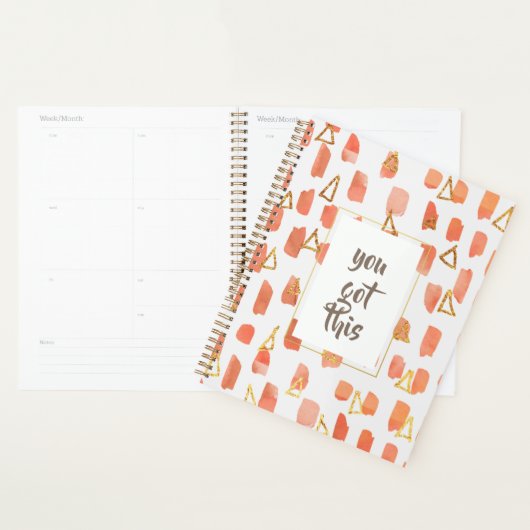 Bright Peach & Gold Triangles Motif Vous Avez Ce (Devant avec enveloppe)