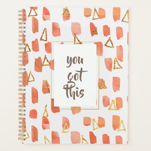Bright Peach & Gold Triangles Motif Vous Avez Ce (Devant)