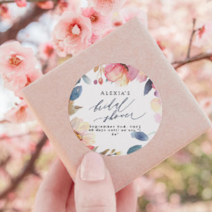 Bright Peony Favor Stickers pour douches nuptiales