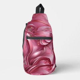 BRIGHT PINK ABSTRACT SWIRLS SLING BAG