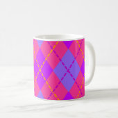 Bright Pink and Blue Argyle Pattern Koffiemok (Voorkant rechts)