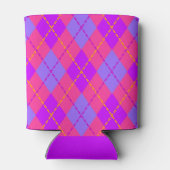 Bright Pink and Blue Argyle Pattern Monogram Blikjeskoeler (Achterkant)