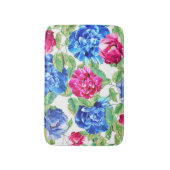 Bright Pink and Blue Floral Pretty Pattern Badmat (Voorkant Verticaal)