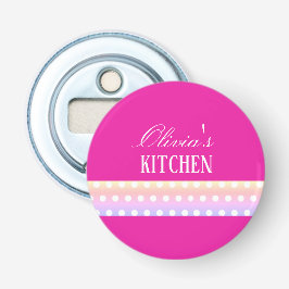 Bright Pink and Pola Dots  Button Flesopener
