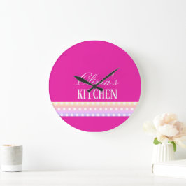 Bright Pink and Pola Dots  Grote Klok