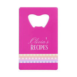 Bright Pink and Pola Dots  Kredietkaart Flessenopener
